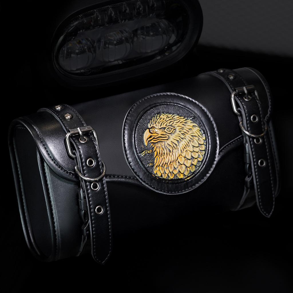 Punk Retro Style Personalized Embossed Harley Motorcycle Front Bag PU Riding Modification Equipment