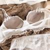 Sexy 1/2 Cup Push Up Bra Set Women Lace Flowers Embroidery Underwear Wire Free Thickened Cup Romantic Detachable Strap Lingerie
