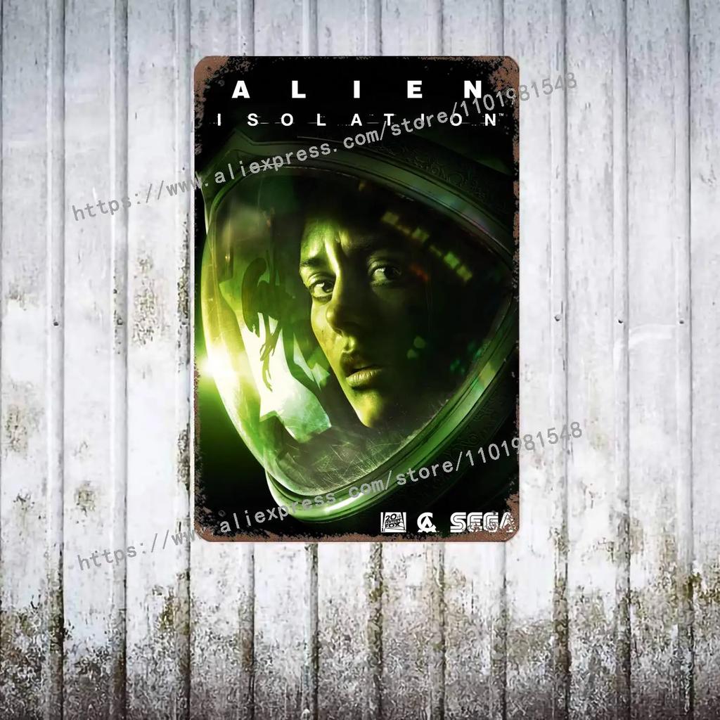 Aliens vs Predator Science Fiction Poster Vintage Plåtskylt Dekorativ Plakett för Pub Bar Mancave Klubb Väggdekoration