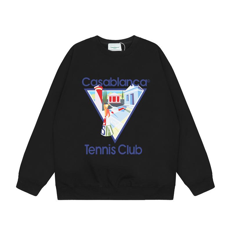 American Trendy Brand Casablanca Crew Neck Sweater Hoodie Men's Couple Ins Autumn and Winter Thickened Long-sleeved Women's T