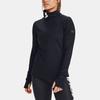 Under Armour Breathable High Collar Reflective Running Fitness Long Sleeve T-Shirt Women Tops Black 1356215-001