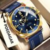 Luxury Trendy Man Wristwatch Square Dial Waterproof Luminous Date Week Men Watch Simple Business Quartz Leather Men's Watches Reloj
