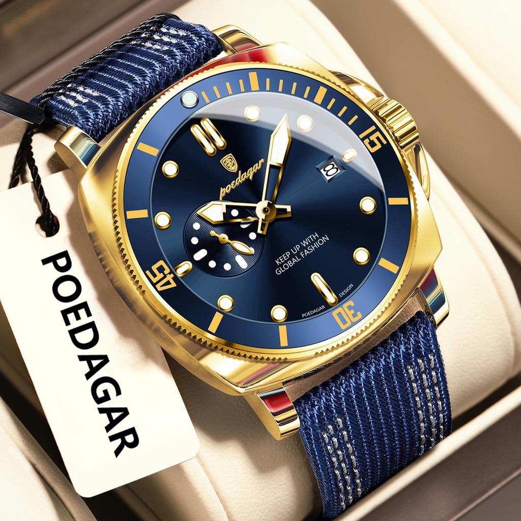Luxury Trendy Man Wristwatch Square Dial Waterproof Luminous Date Week Men Watch Simple Business Quartz Leather Men's Watches Reloj