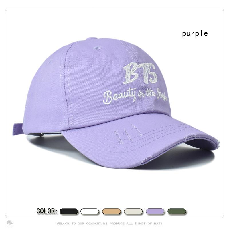 New Hat for Women Korean Style Trendy Personality Ripped Letter Embroidery Baseball Cap Spring and Summer Outdoor Sun Protection Baseball Cap