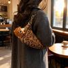 New Moon Underarm Bag For Women With Plush Fabric Street Style Crossbody Purse For Casual Daily Use