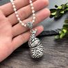 Vintage Thai silver long necklace flower pendant simple long sweater chain accessories women