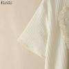 ZANZEA Women Casual Round Neck Solid Color Loose Short Sleeve Blouse