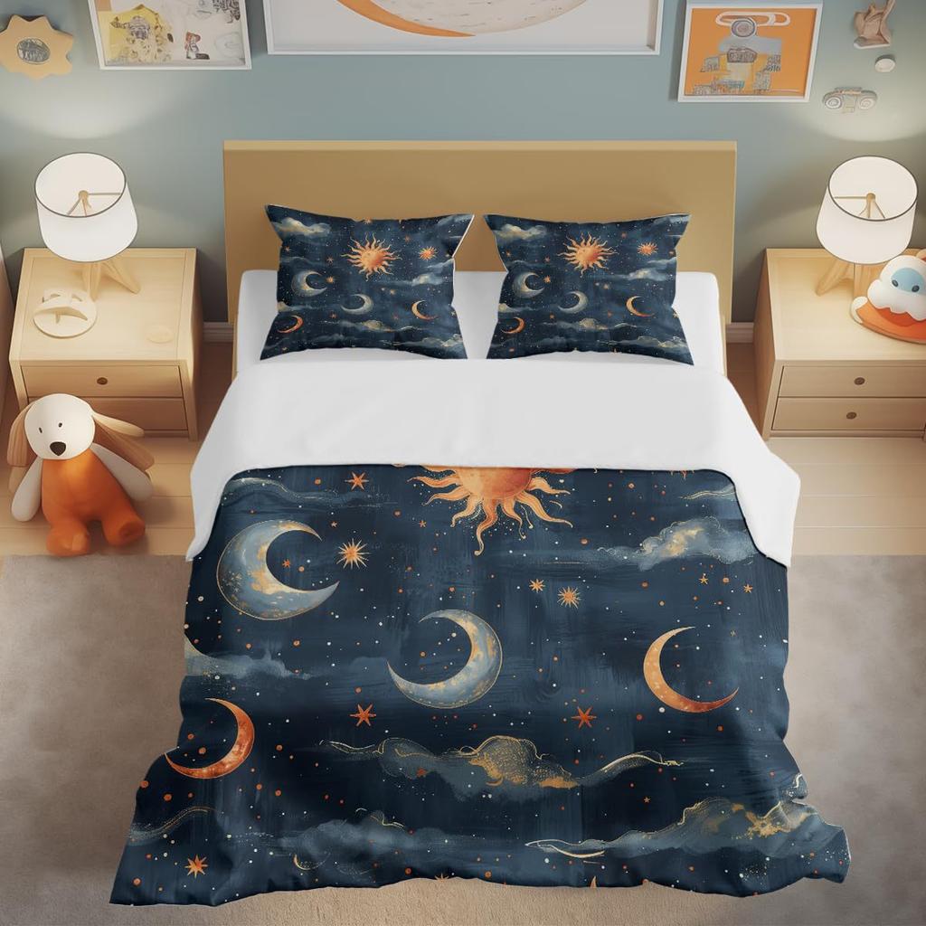 Moon Night Sky Print Bedding Bedroom Set Duvet Set Three-Piece Set