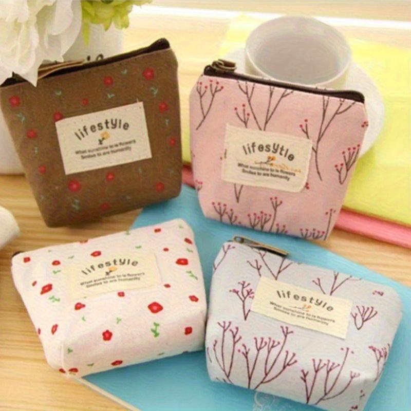 Fashion Flower Pattern Coin Purses Small Fresh Canvas Coin Wallet Lady Earphone Coin Key Money Storage Bag Zipper Pouch