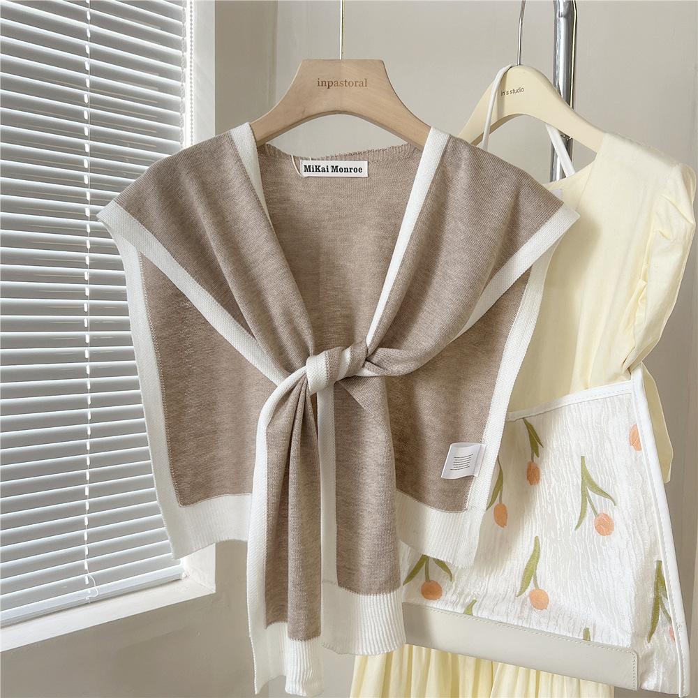 

Новый шарф на плечо шаль женский поддельный воротник защита плеч шарф кондиционируемая комната камзол украшение в паре с узлом защиты шеи 46*102cm