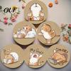 Kitchen Table Accessories Wooden Cat Coasters, Decorative Heat Resistant Mats, Non-slip Cup Cute Coasters for Office Insulation Hot Drinks And
