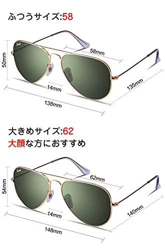 [Berikin] Sunglasses for Large Faces, Oversized, Glass, Aviator Style, Teardrop Shape, Men's & Women's, UV400 UV Protection, Gold & Green Lenses