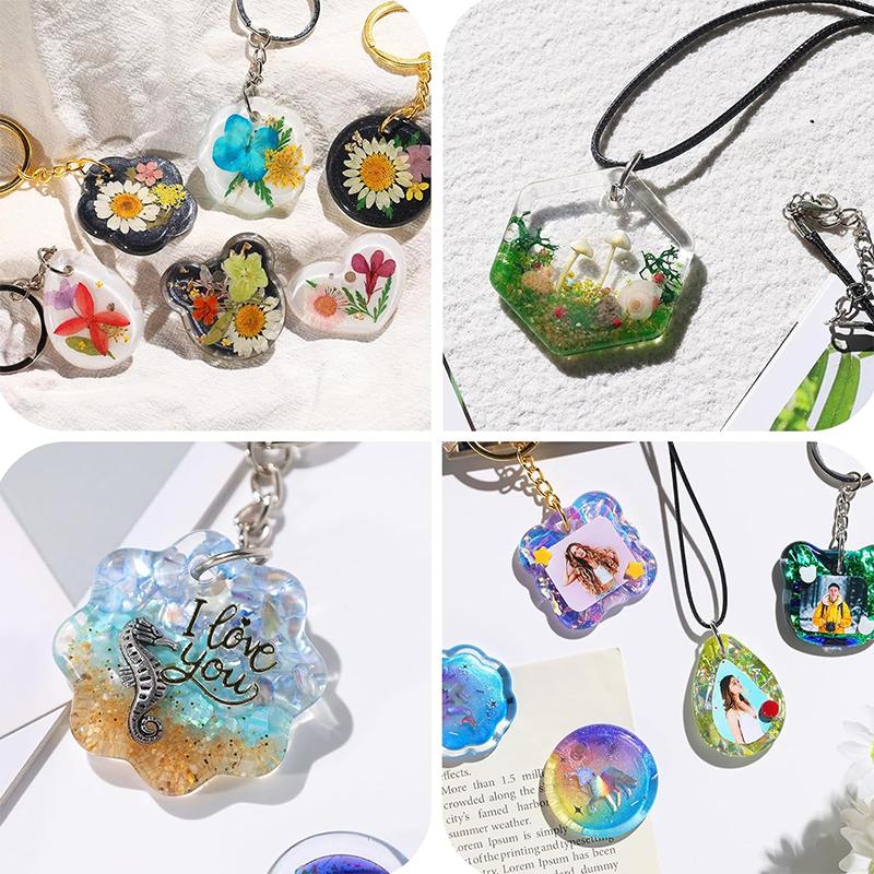 WTEMPO Creative DIY Soft Durable Silicone Mold with Hole 16 Cavities UV Resin Hanging Pendants Making Mold for Beginner Ornaments Epoxy Resin Molds