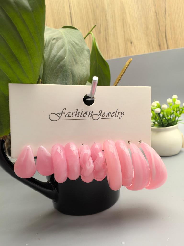 European and American Geometric Metal Hoop Earrings Set