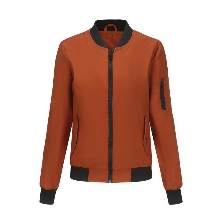 Women Bomber Jacket Spring Autumn Thin Topcoat Loose Flight Jacket Long Sleeves Baseball Collar Zipper Outer Wear
