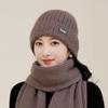Autumn and Winter Knitted Wool Hat Fleece Thickened Hat Women's Winter Warm Faux Rabbit Fur Beret Headhat