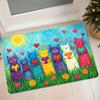 1pc Flannel Doormat with Colorful Cartoon Cat Hugging a Heart Pattern, Non-Slip Absorbent Floor Mat for Entryway, Bathroom, Bedroom, Home Decor Foot M