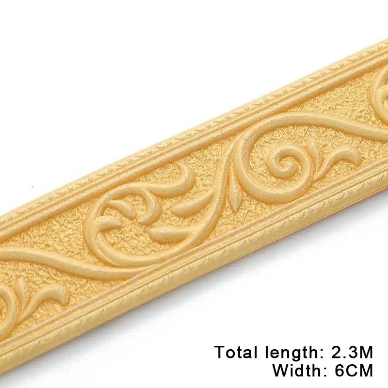 230cm 3D geprägte Schaumstoff Wanddekoration Selbstklebende Rückwandleiste, Dekorative Tapetenbordüre, Sockelleiste Hausdekoration