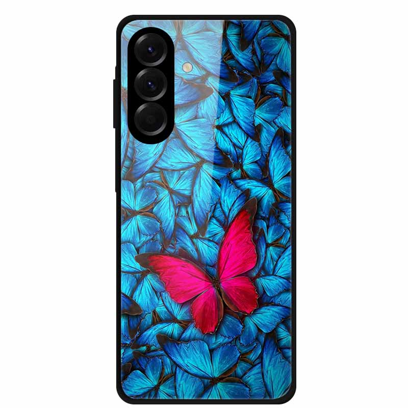 Tempered Glass Phone Case For Samsung Galaxy S24 FE Case Hard PC Back Cover Shell for Galaxy S24FE S 24 FE 5G Hard Covers Flower