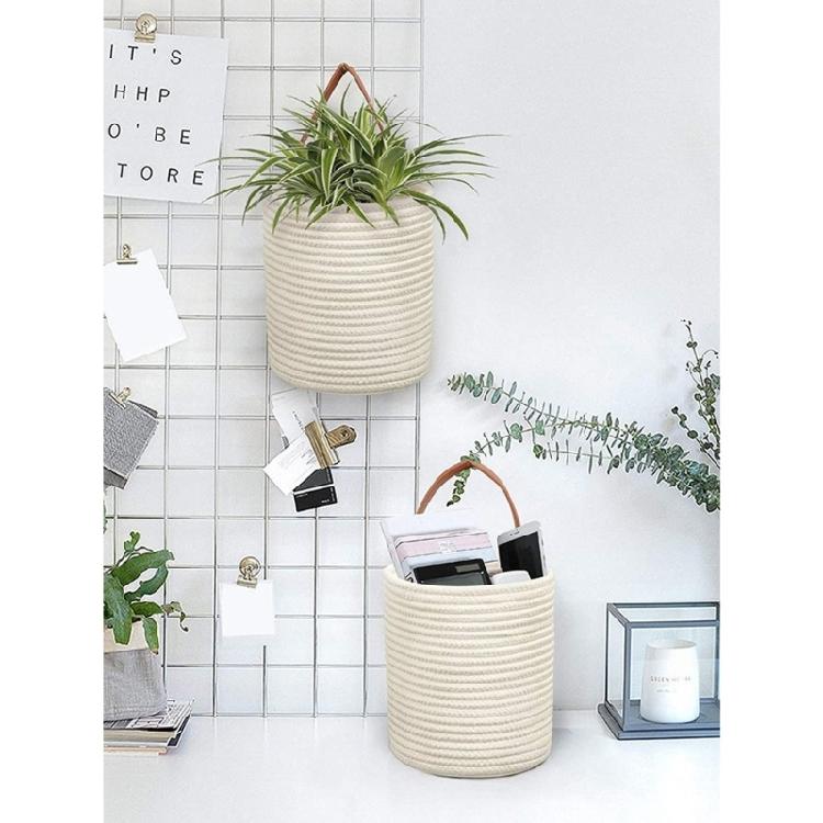 Woven Basket Imitation Rattan Storage Baskets Desktop Organizer Hanging Planter