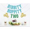 Bibbity Boppity Two Banner,2nd Birthday Party Decor,Two Birthday Decorations,Pumpkin Cart Theme Birthday Decorations Supply Blue & Green