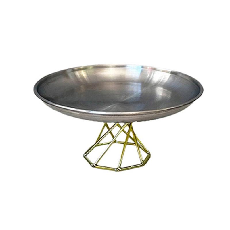 Elegant Stainless Steel Serving Tray High-foot Storage Plate Desktop Decoration Food Presentation Dish for Coffee Table