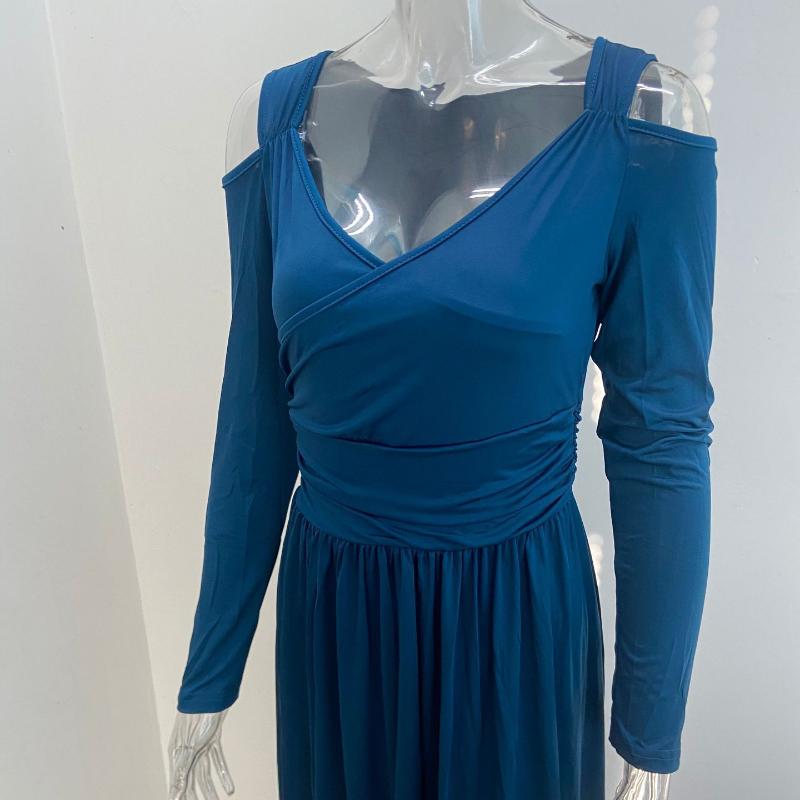 שמלת מקסי צבע אחיד שוליים גדולים נשים אלגנטית מותן לא סדיר נסיעות