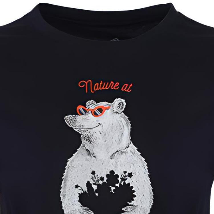 adidas Cartoon Bear Print Round Neck Short Sleeve T-Shirt Women Tops Black FI9145