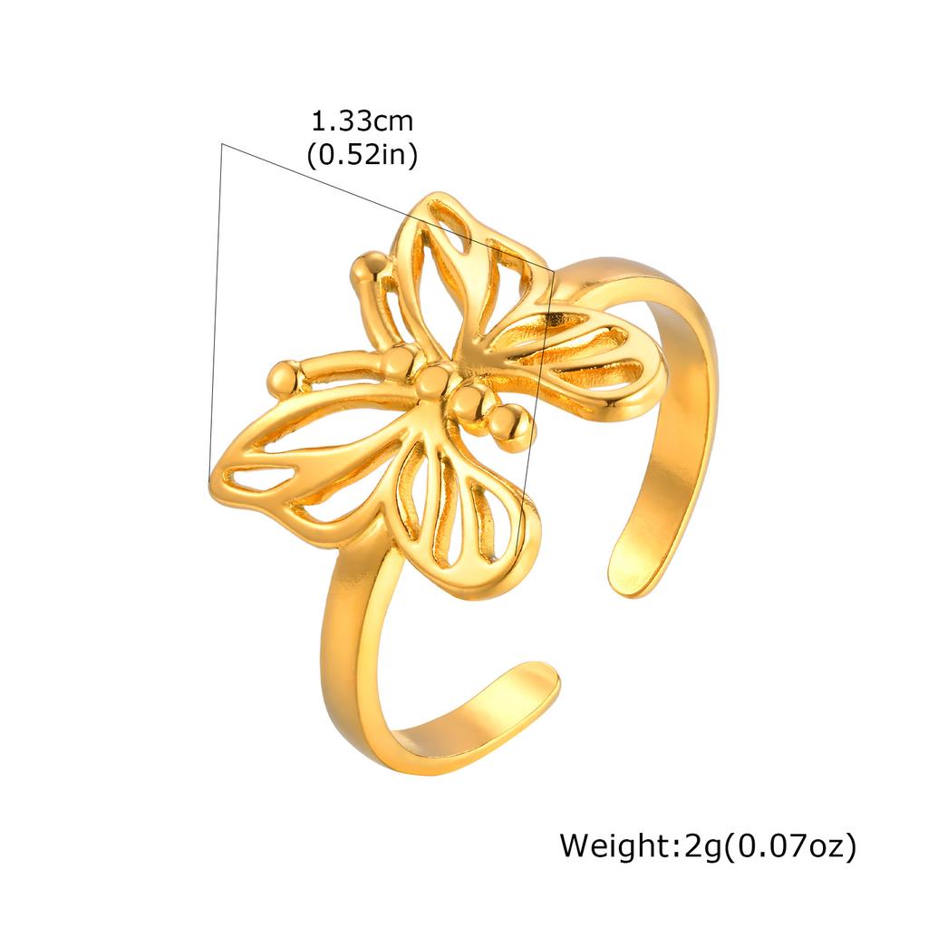 Vnox Gold Plated Stainless Steel Rings For Women, Flowers Butterfly Irregular Shaped Finger Rings Aesthetic Jewelry Wholesale
