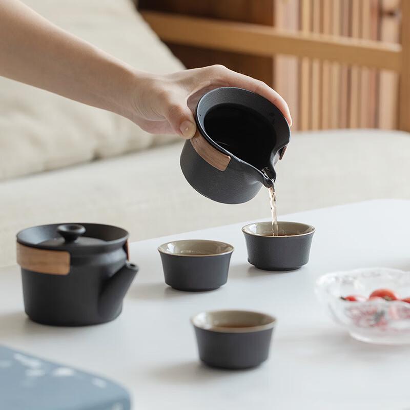 Ceramic Portable Travel Tea Set - Dry Landscape Quick Cup