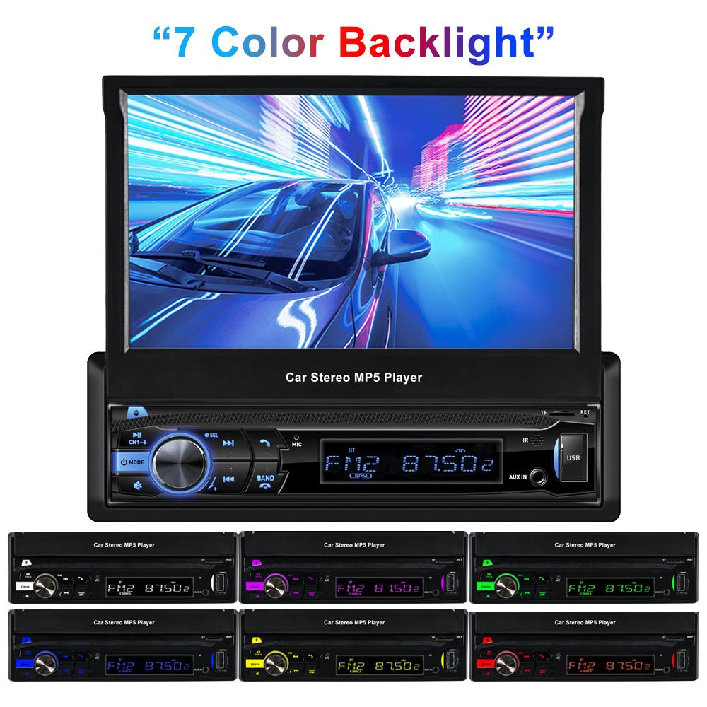 1 Din Autoradio Stereo 7" HD Automatisch versenkbarer Touchscreen Monitor MP5 SD FM USB-Player Audio Bluetooth