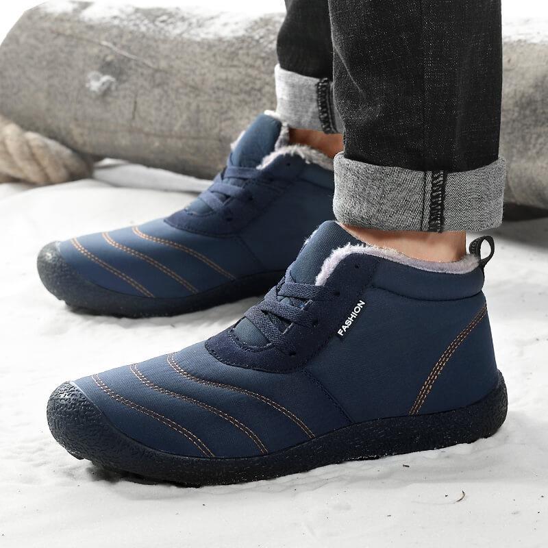 Men Warm Fur Waterproof Rain Boots Shoes