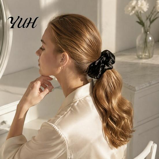 Premium Satin Hair Ties for Elegant Look Scrunchies, High Elasticity Women Girls, Non Slip Band, Scrunchies Solid Color Ponytail Holder, Styling