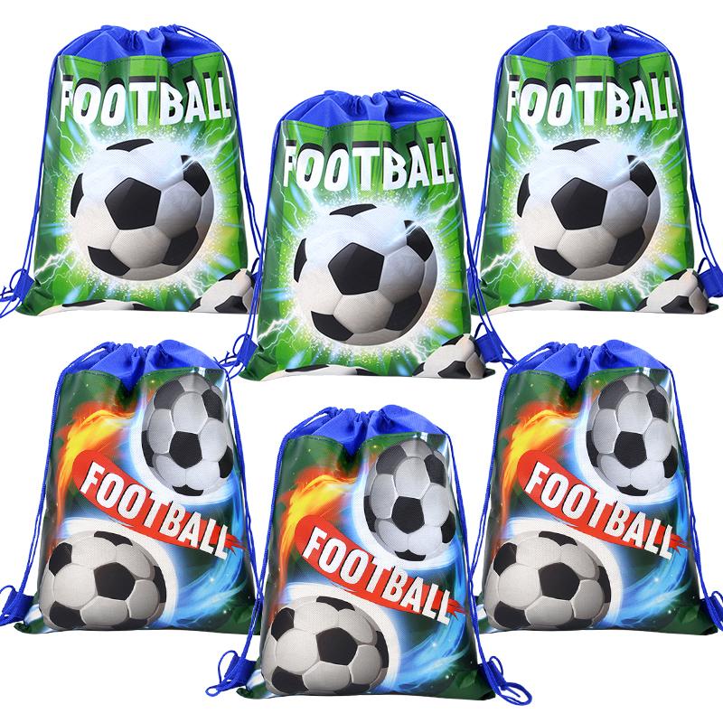 10Pcs Football Party Favors Drawstring Bags Soccer Ball Gift Goodie Bag Kids Sports Theme Birthday Party Decoration Supplies