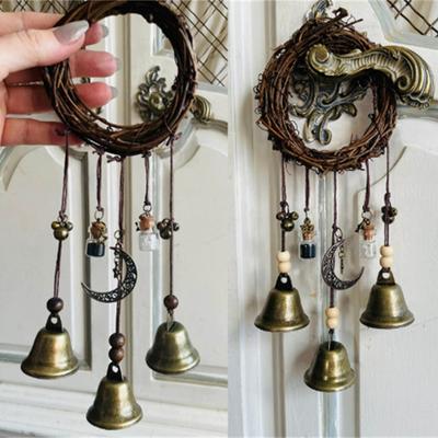 Campanello di Protezione della Strega Campanello della Strega Protezione Ciondolo Maniglia Porta Sonaglio a Vento in Rattan Sonaglio a Vento di Cristallo Preghiera della Strega Decorazione per la Stanza
