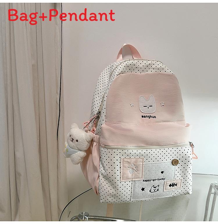 Süßer Katzen-Punkt-Rucksack Für High-School-Mädchen Nylon-Schultasche