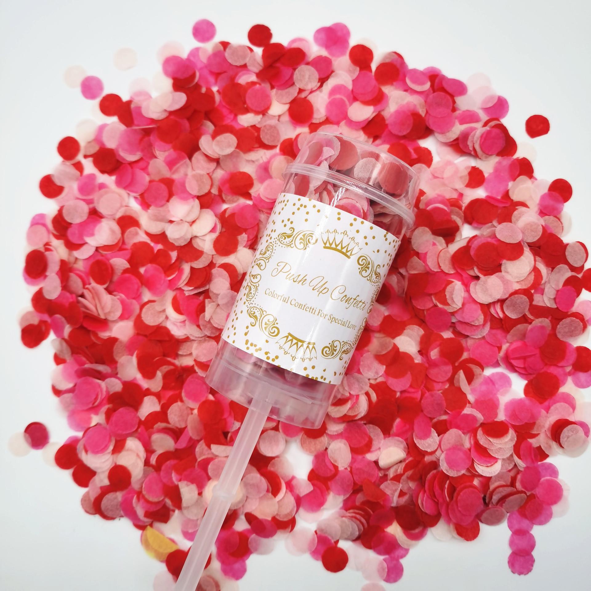 

10Pcs Wedding Push Pop Confetti Paper Poppers Party Decoration Props Gift Diy Holiday Mini Hand Gun Scattered Flowers As picture