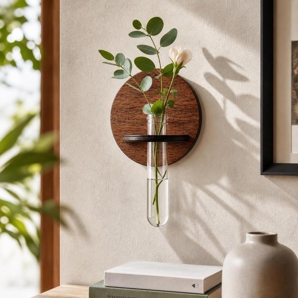 Home Ornaments Hydroponic Planter Shelf Wooden Planter Holder Wall Decoration Indoor Garden