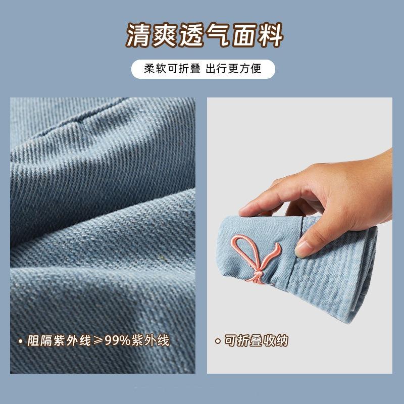 Bow embroidered denim fisherman hat children spring and summer fashion travel sunscreen sunshade basin hat