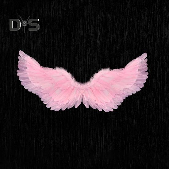 Kids Angel Wings Girls Princess Costume Adjustable Feather Fairy Wings Cosplay Stage Performance Prop for Halloween Parties