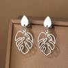 Stainless Steel Earrings Classic Vintage Water Drop Plant Leaves Fashion Pendants Earrings For Women Zircon Party Girls Gifts