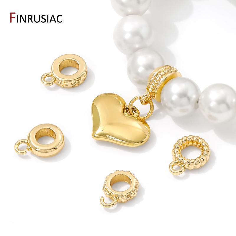 14K Gold Plated Brass Round Pendant Bail Beads Connectors,Bails For Pendants Jewelry,DIY Necklace Bracelets Making Findings
