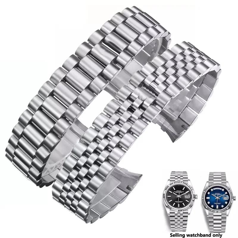 20MM 21mm Klockarmband För Rolex DATEJUST DAY-DATE OYSTERPERTUAL DATE Rostfritt Stål Rem Klocktillbehör Klockarmband