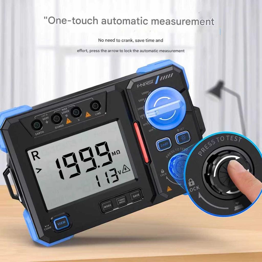 FNIRSI Megaohmmeter Insulation Resistance Tester 100/500/2500V High-precision Digital Shake Meter MRT1050
