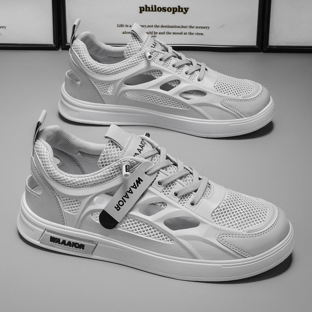 Men's Trendy Breathable Mesh Sneakers - Summer Casual White Hollow Out Shoes