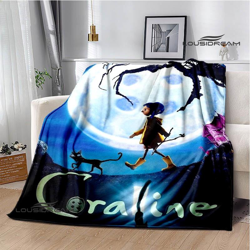 

Ковдра з 3D-принтом C-Coraline та мультфільмом, фланелева, тепла, м яка та зручна, підкладка для ліжка, подарунок на день народження, домашній текстиль. 80x100cm