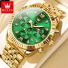 OLEVS 2932 Men Watch Classic All Gold Premium Moonphase Quartz Watch Stainless Steel Waterproof Timing Luxury Men Watch