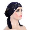H089 Fashion Turban Hijab with Gold Sequins Muslim Hijab Scarf Islamic Headscarf Hat Amira Pull On Headwrap