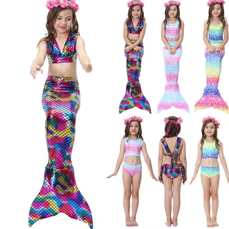 Meerjungfrau Badeanzug Kinder 5er Pack - Komplett-Set Mit Flosse & Schmuck Für Mädchen