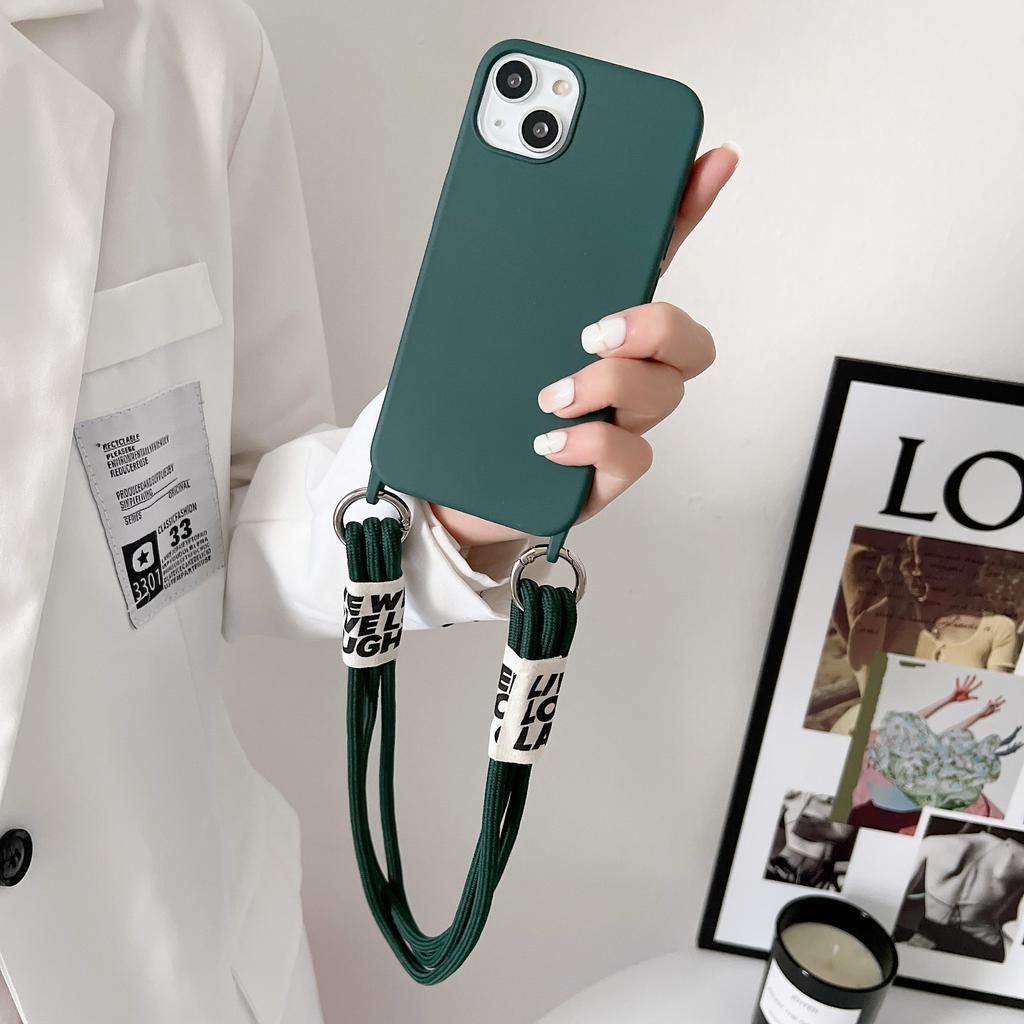 Imitation Liquid Three-strand Lanyard Mobile Phone Case for Iphone15 Crossbody Case Apple 13 Portable Rope Silicone Protective Case